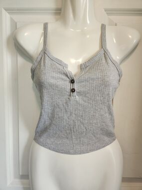 Bozzolo Light Gray Ribbed Henley Cami